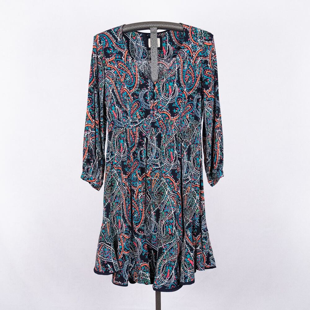 Maeve Anthropologie Maplewood Dress Size SMALL Colorful Paisley Flowy Ruffle Hem